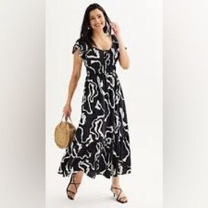 Nine West Flutter Sleeve Maxi Dress